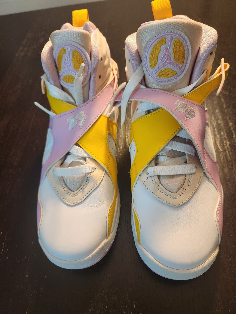 Air Jordan 8 GS Artic Pink, White And Yellow. Excellent Condition. Youth Size 6